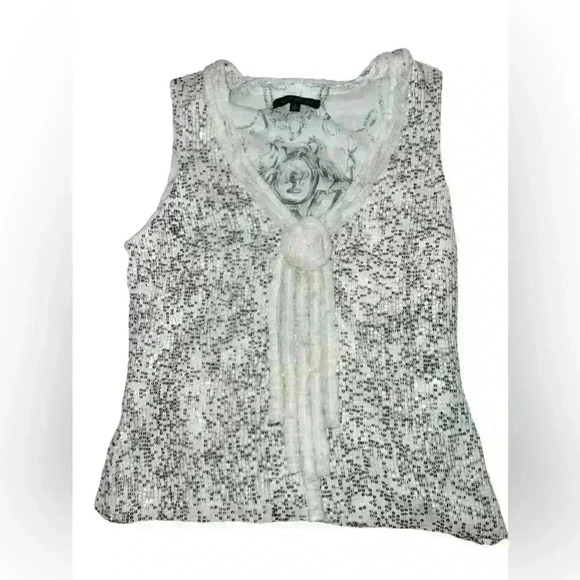 David Meister Silk V-Neck Top Sz 4 Sleeveless Boho Festival Bohemian Summer - Picture 1 of 6